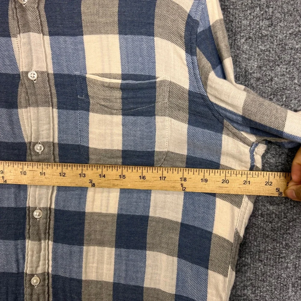 J. Crew Button Down Shirt Mens M Blue Excellent Slim Fit Plaid Flannel Cotton